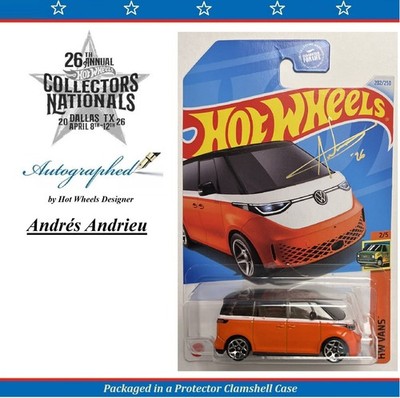 2026 HotWheels Dallas Nationals Orange VW ID. Buzz HW Vans signed ANDRES