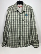 Simms Men’s Plaid Long Sleeve Button Down Pearl Snap Fishing Shirt Green XL