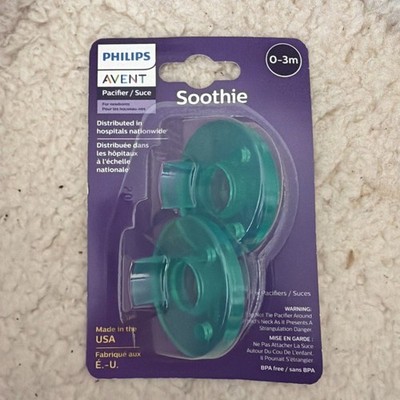 Philips AVENT Soothie Pacifier 0-3m Pack of 2 Pacifiers for Newborns Made in USA