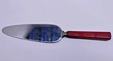VTG Stainless Steel Cake Pie Server Knife Marble Red Bakelite Handle Tested