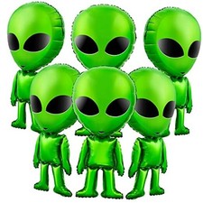 6 Pcs Large Alien Balloons Green Inflatable Alien Space Birthday Party