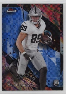 2024 Topps Finest Blue Checkerboard Refractor 61/75 Brock Bowers Rookie RC 4f5