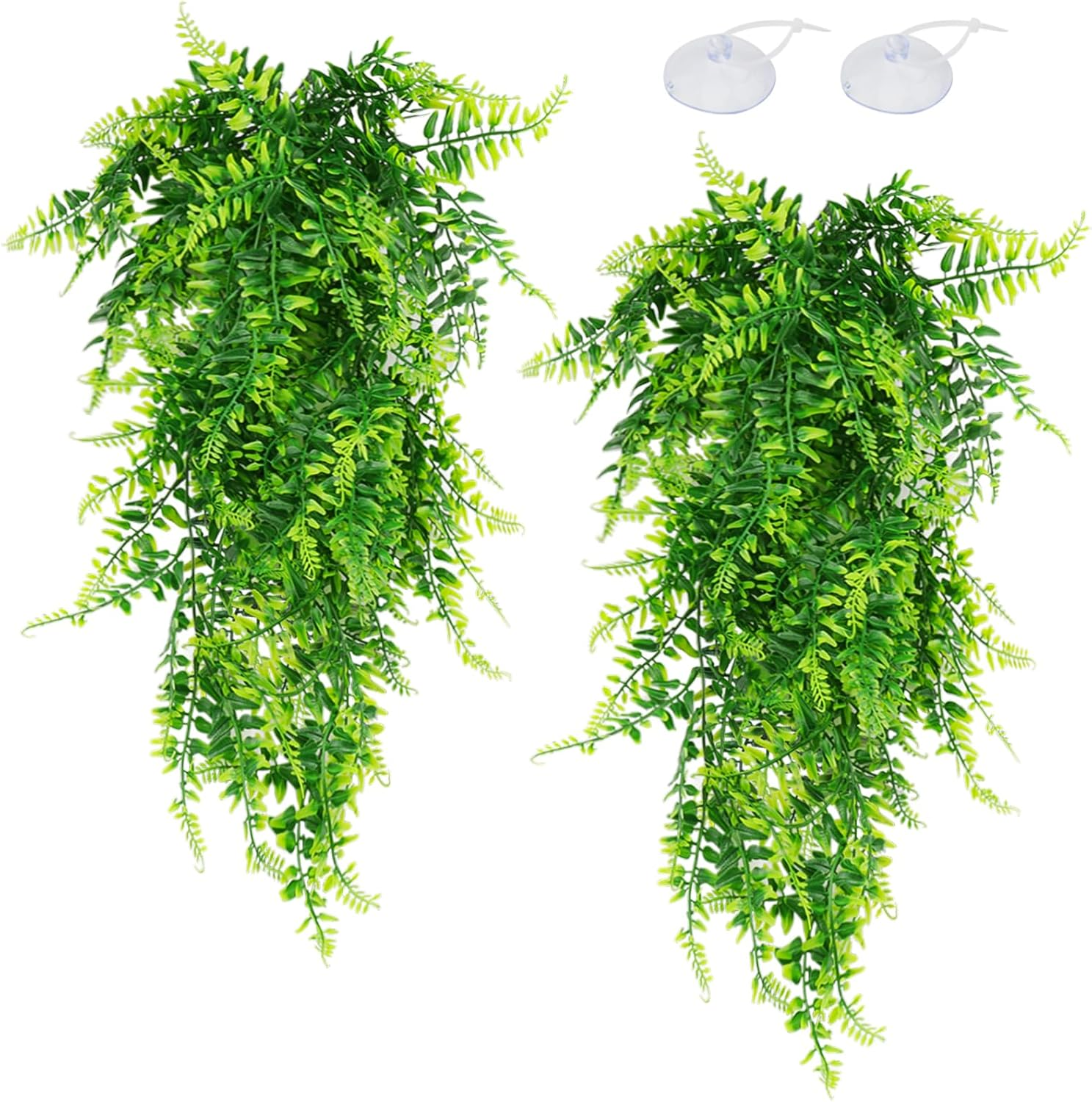 QUOZUO 2 Pack Reptile Plants Terrarium Hanging Plant Artificial Leaves Reptile H