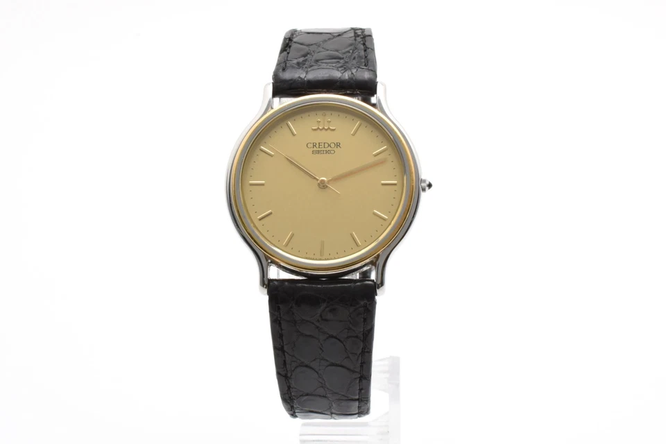 [EXC+5] Reloj de cuarzo para hombre SEIKO CREDOR 8J81-6B00 esfera dorada bisel de 18 quilates de JAPÓN Foto 3 de 4