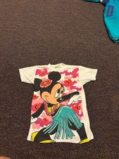 Vintage 90s Disney Minnie Mouse Hula Girl Tropical Pink Camo Toddler T-Shirt Mad