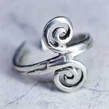Size 2, vintage Sterling silver handmade ring, 925 Filigree swirl band