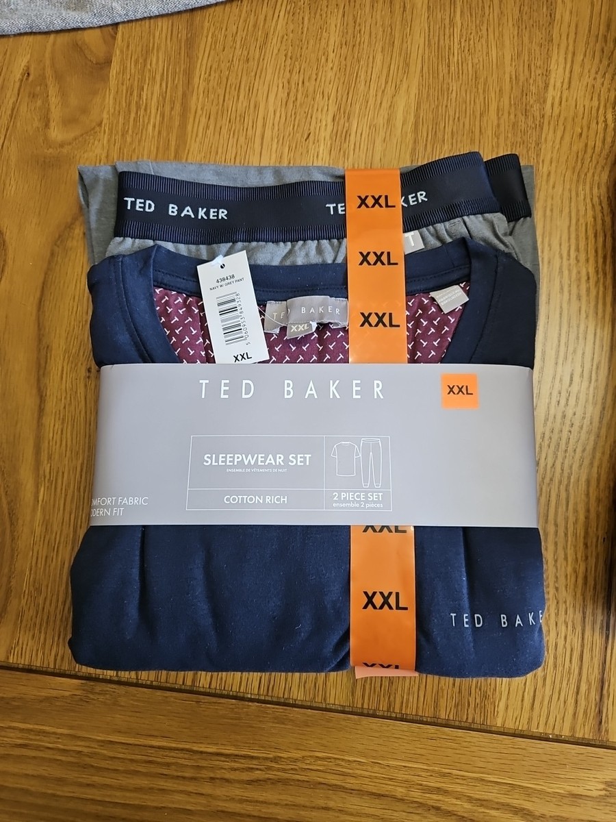 Ted Baker Piece Sleepwear Set Navy/Grey Mens 2XL UK