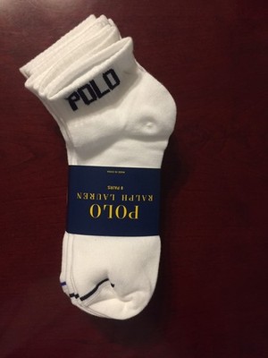 NEW -  8 PAIRS Pack   Polo Ralph Lauren MEN'S WHITE Socks   SIZE 6-12