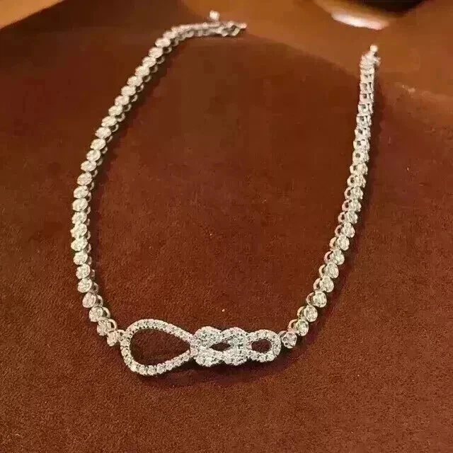 Brazalete para mujer tenis redondo de diamantes creado en laboratorio de 7 quilates enchapado en oro blanco de 14 k Foto 2 de 4