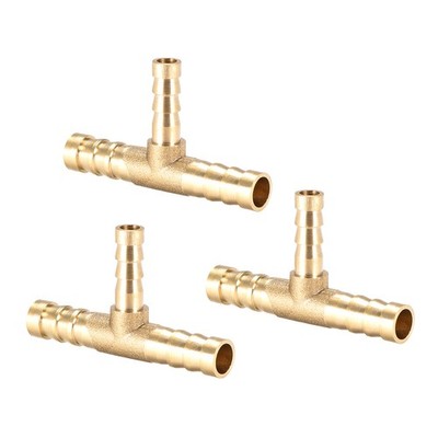 3Pack 8mmx6mmx8mm Messing-Schlauchreduzierstück mit Widerhaken,T-Stück,T-förmig