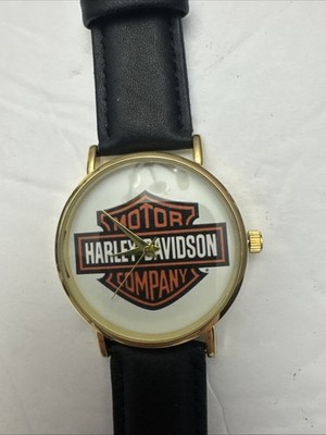 New Harley-Davidson Collectible Watch Black Leather Band Quartz Movement