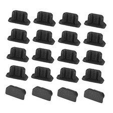 20pcs Silicone Micro USB Cap Port Cover Anti Dust Protector 6.5mmx2.3mm Black