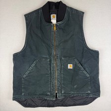 Carhartt Mens Arctic Quilt Lined Duck Vest Faded Black Workwear XL V01 BLK