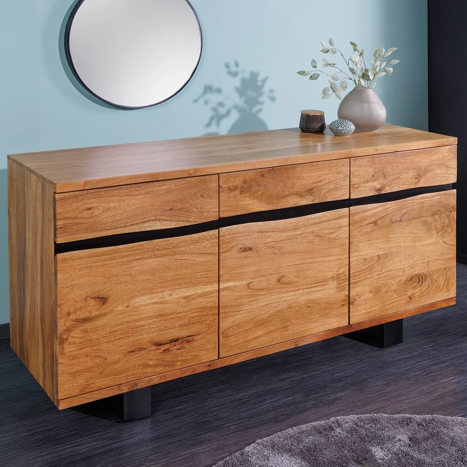 Massives Sideboard MAMMUT 160cm Akazie Baumkante Anrichte Beistellschrank - Bild 1 von 4