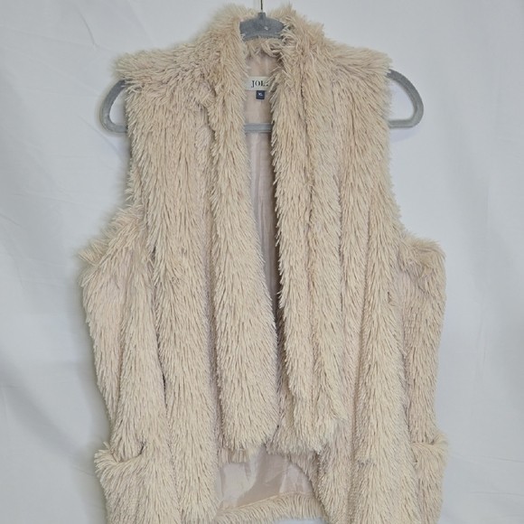 Jolt Faux Fur Flyaway Vest W/ Pockets, Taupe, Women's Size XL