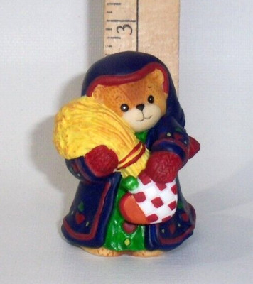 1996 Lucy & Me Bear In Blue Robe with Winter Wheat Harvest Lucy Rigg ENESCO