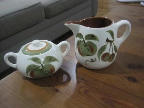 Vintage Stangl Orchard Song sugar bowl and Pitcher 1960s