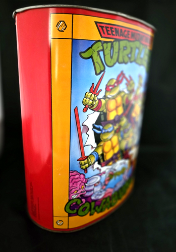 Vintage Teenage Mutant Ninja Turtles TMNT Metal Tin Trash Can Wastebasket 1989 - Picture 3 of 19