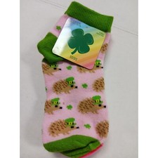 2 Pairs of St Patrick's Day Girls Socks Shoe sz 7 1/2-3 1/2