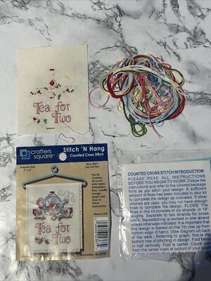 Stitch/Hang Mini Counted Cross Stitch Kit-Crafters Square-Tea For Two- Started 