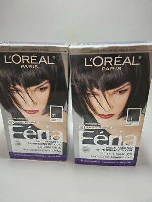 2 Boxes L'Oreal Feria Multi-Faceted Color 3x Highlights #21 Starry Night Black