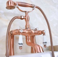 Red Copper Brass Bathroom Claw foot Tub Faucet / Filler With Hand Shower sna175