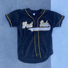 vtg Russell Athletic baseball jersey USA West Side Hauling mens Large black 80s