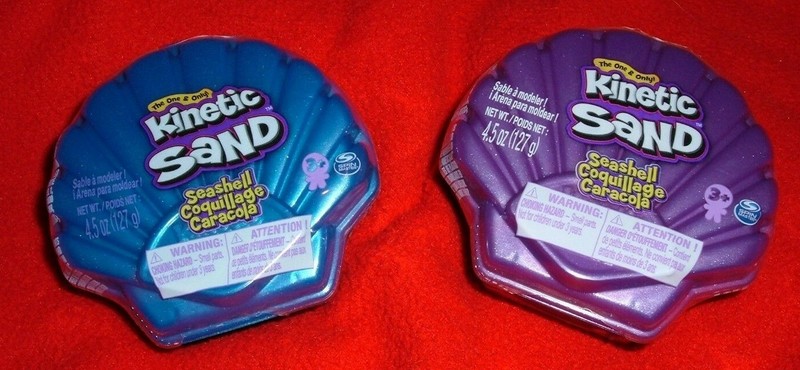 KINETIC SAND Lot 2 Seashell Blue Purple 4.5 oz Container Toy Craft Sealed NIP