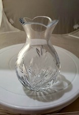 Signed miller rogaska crysta vase 5in" scallop rim