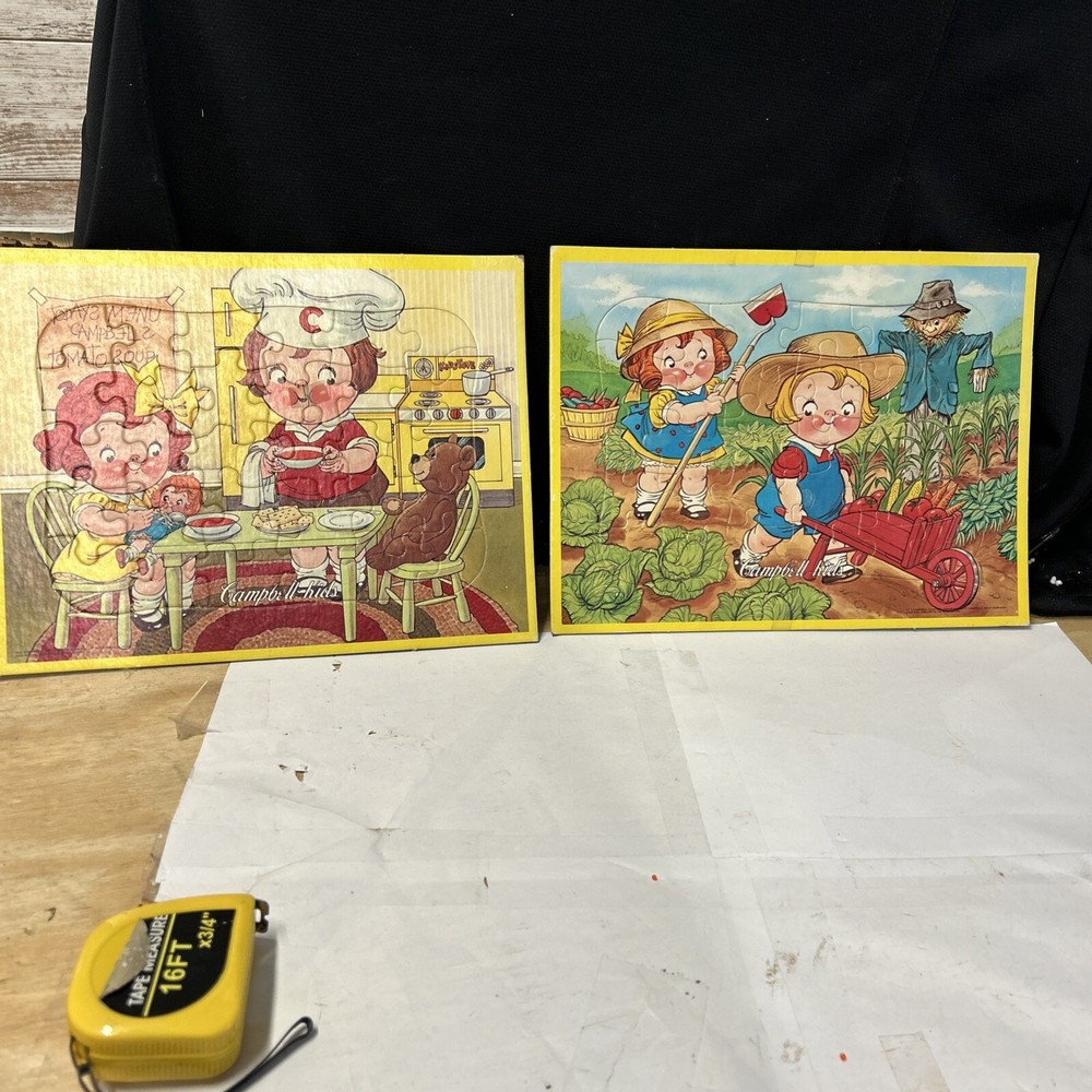 Campbell Kids Veggie Farming Puzzle Tray Girl Boy Kitchen New 12.5