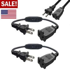 2pcs Polarized Extension Cord On Off Switch 2 Prong Extension Cord with Switch