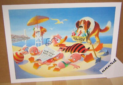 Carl Barks Kunstdruck: Heat Wave - Donald Duck, Nephews Art Print