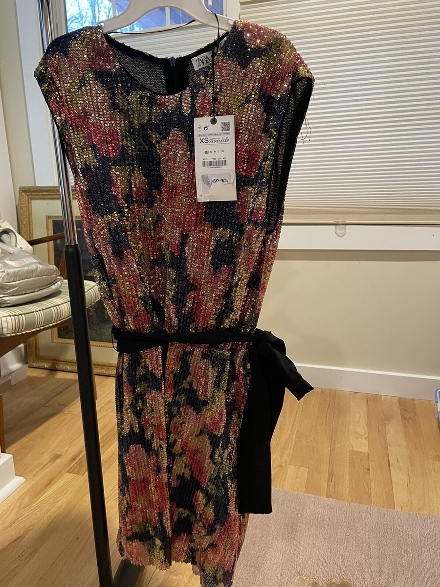 zara multicolored sequin dress Zara Rainbow Sequin Midi Dress