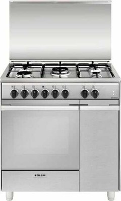 Glem Gas Cucina a Gas 5 Fuochi Forno Elettrico Grill 80x50 cm Inox UQ855MI6  | eBay