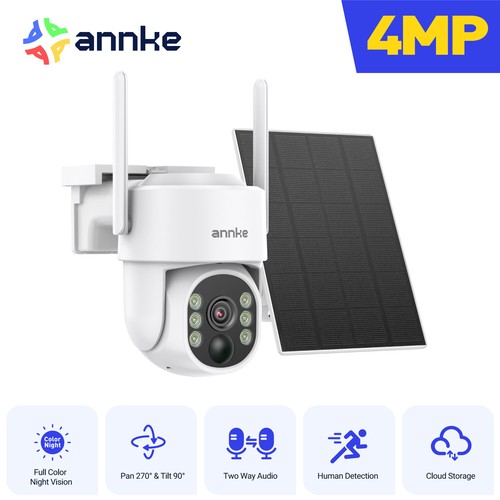ANNKE 4MP Solar Battery Wireless PT Security Camera Two Way Audio Color Night