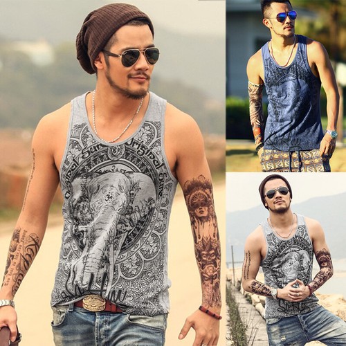 Mens Summer Sleeveless Cotton Vest Tops Casual Holiday Shirt Slim Fit Tee | eBay
