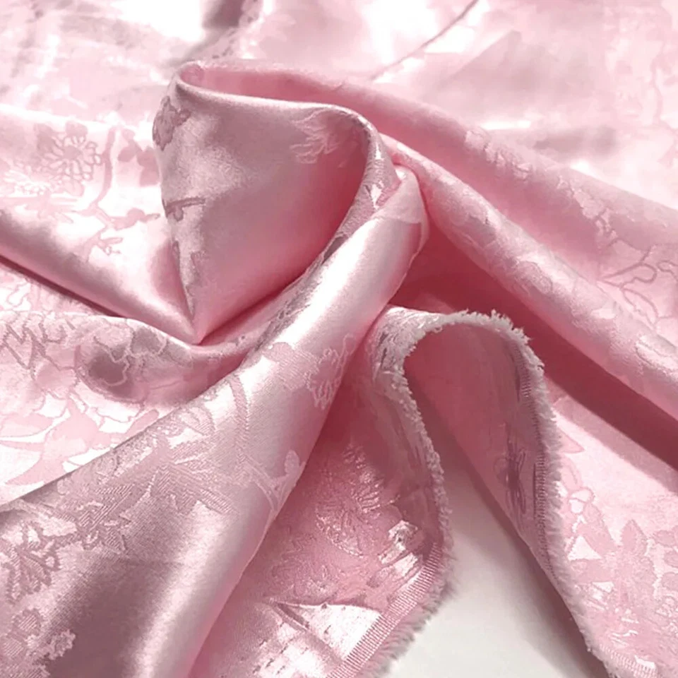 Polyester Faux Silk Damask Jacquard Brocade Fabrics Floral Design Handmade Dress - Image 4 of 4