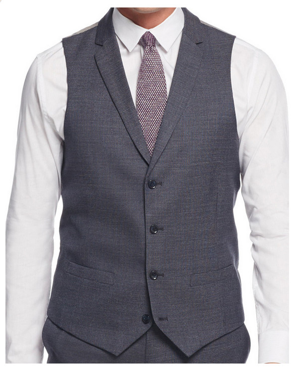 Облегающий жилет с темно-синей и угольной текстурой Bar Iii, синий, Размер 36S, средняя цена 100 долларов