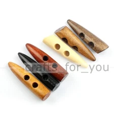10Pcs Wood Horn Button Toggles 30mm 40mm 50mm 60mm For Clothing Sewing Craft DIY