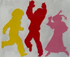 COLORFUL CHILDREN DANCING Stickers(3pc)Mrs.Grossman's•Kids •Running•Jumping•