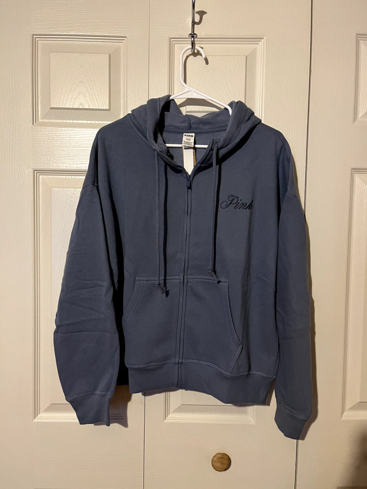 UNDERCOVER Felpa con cappuccio Victoria's Secret ROSA blu edera pile campus cerniera intera ~ taglia SMALL ~ nuova con etichette