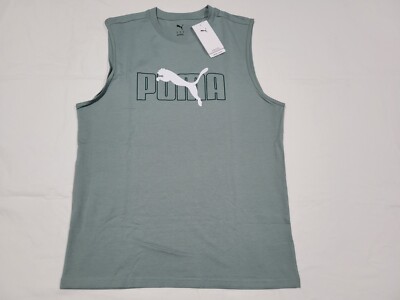 Puma Mens Ride Training  LS  Less Sports Faster Tank TRaining top  Green Moon