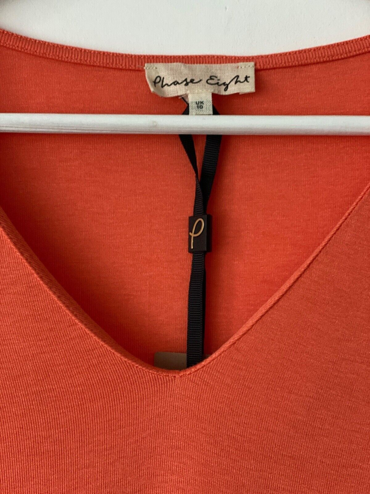 Phase Eight Maria V-Neck Top Bright Peach Asymmetric Size 10 image 3