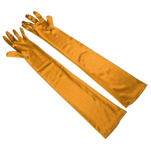 Women's Evening Party Formal Gloves 22" Long Black White Satin Finger Mittens - Picture 18 of 31