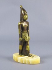 Statua Bronzo Figura Dell'antico Egitto Base Pietra Alabastro Collezione Xx Sec.