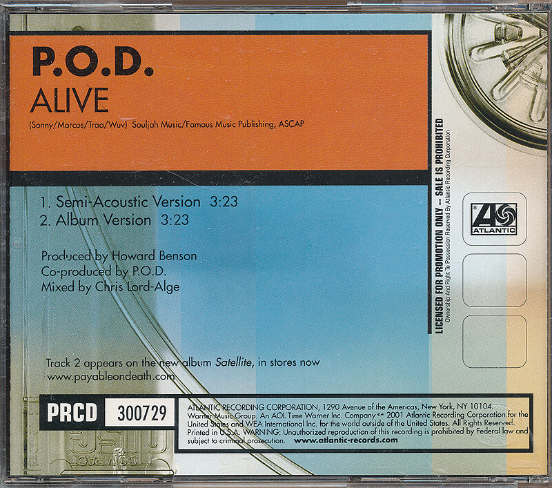 P.O.D. - Alive RARE promo CD single w/ Semi-Acoustic version '01