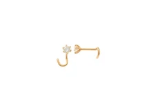 14K REAL SOLID YELLOW GOLD 3MM STONE TWIST NOSE RING
