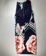 Womens ECI New York Blue Flowers 1/2 Sleeve Dress Size 4 EUC