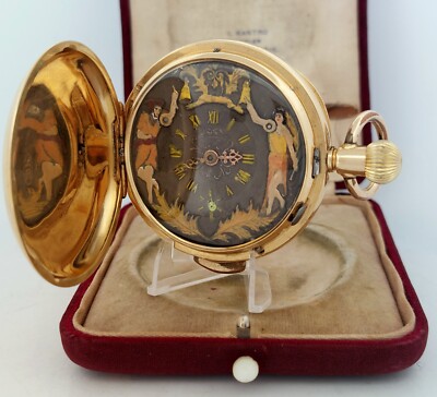 Antique 18k Solid Gold Minute Repeater Animated Pocket Watch w