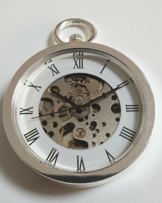 Mechanische Skelett  Skeleton Taschenuhr Pocket Watch Läuft- 9-6